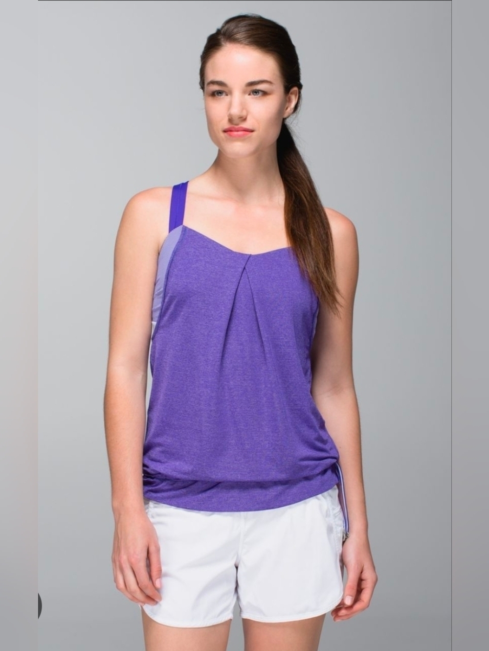 Lululemon Rest Less Tank Heathered Bruised Berry / Wee Stripe Bruised Berry sz 8